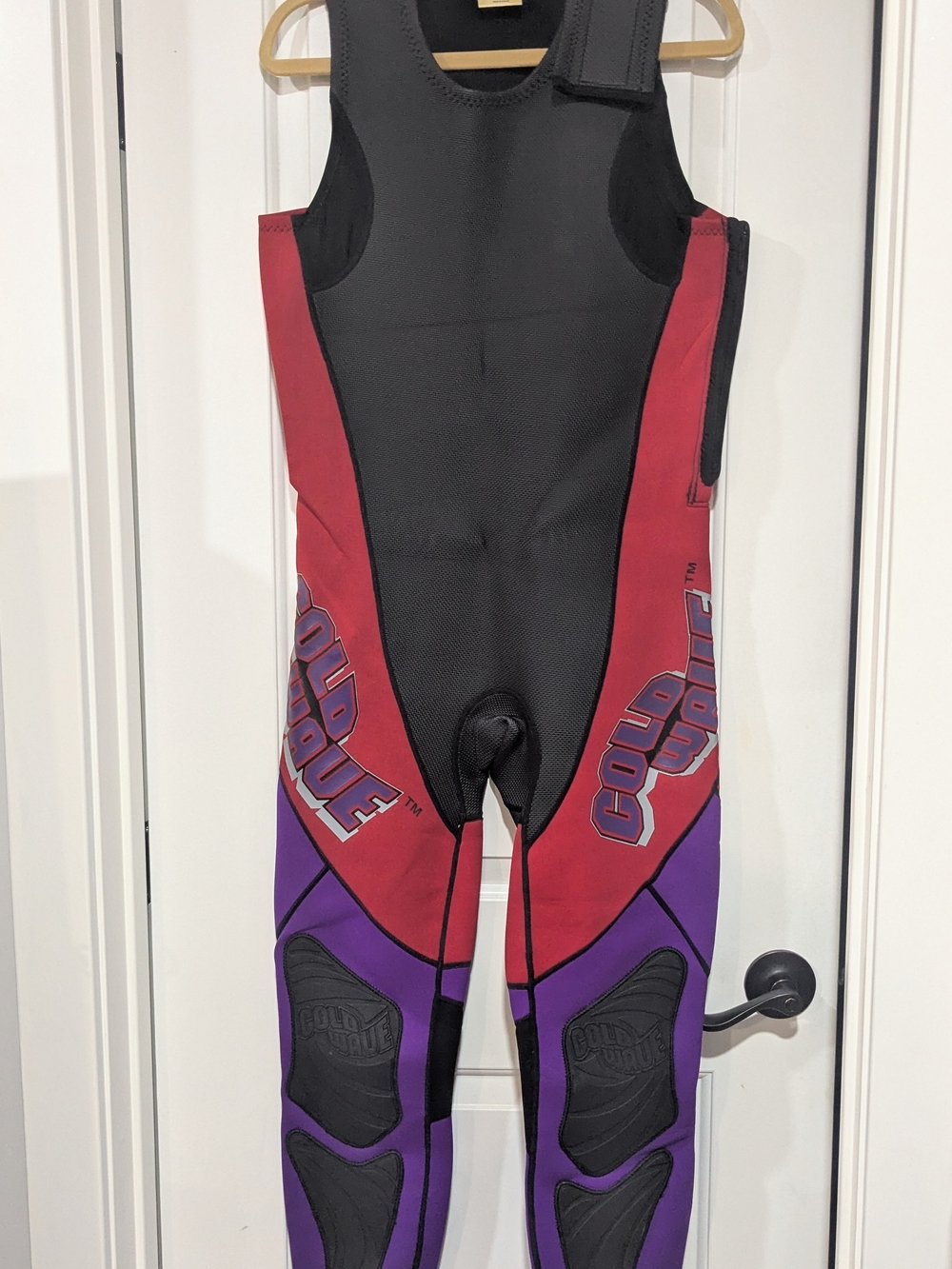 Kids One Piece Wetsuit - Black and Red with Purple Panels